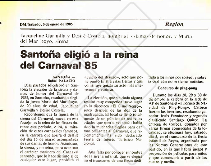 Articulo Diario Montañes 05 de Enero 1985